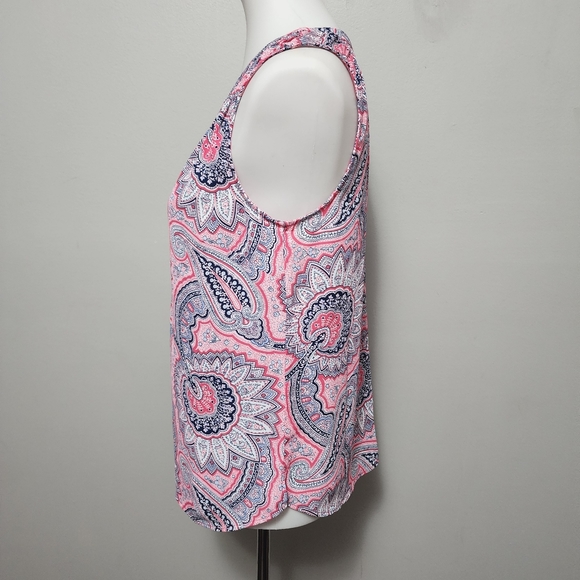 Talbots Pink & Blue Paisley Sleeveless Blouses Size MP - Picture 3 of 7